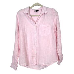 Saks Fifth Avenue Pink Linen Button Down Shirt Medium Breezy Summer Top Women’s